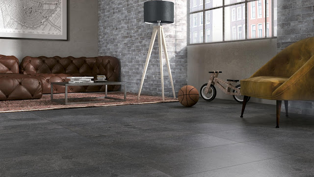 Porcelain stoneware Galaxy collection - A balanced hybrid of concrete and elements of of stone