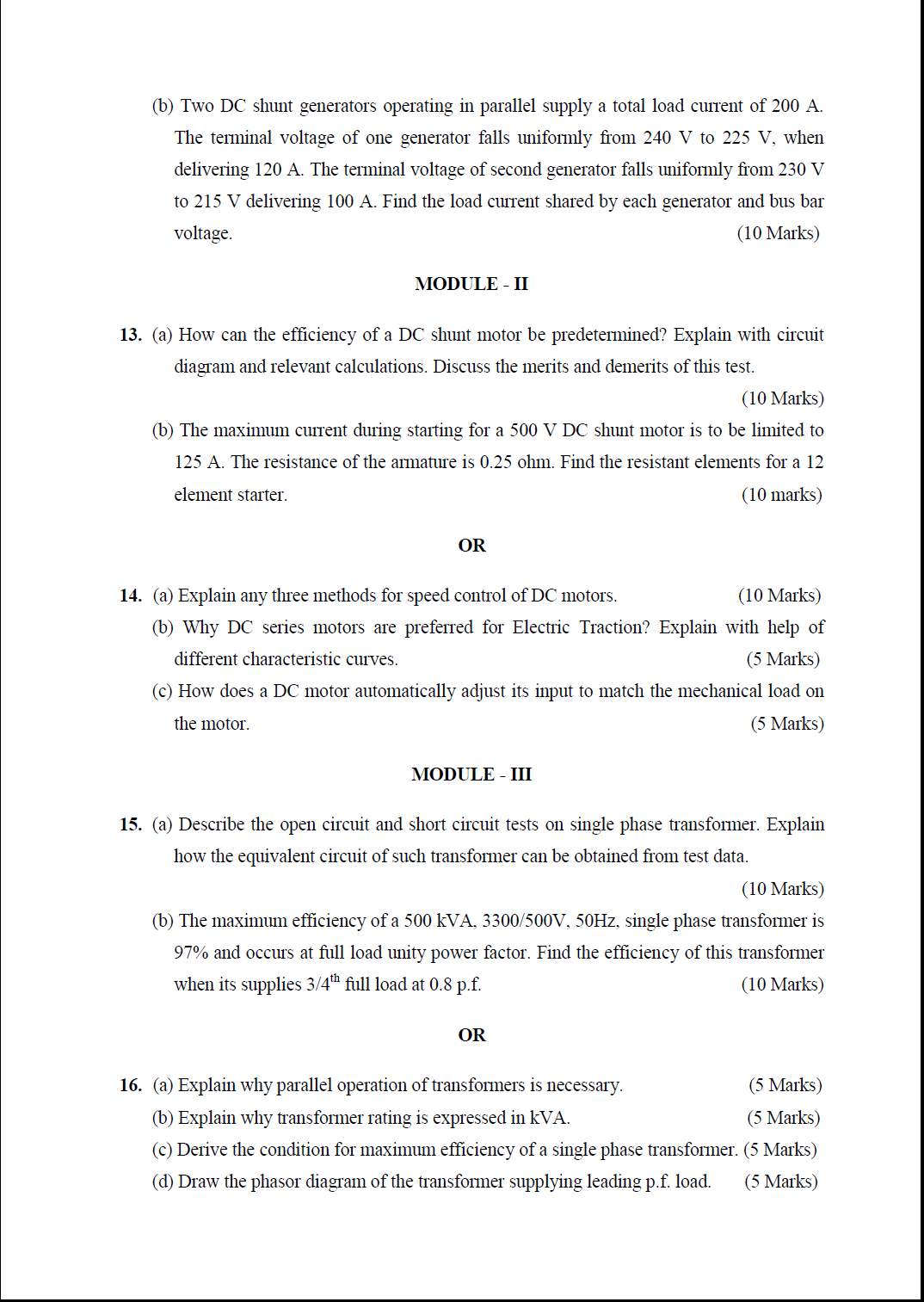 Kerala University B.Tech Dc Machines & Transformers ( E ) 2014 Question