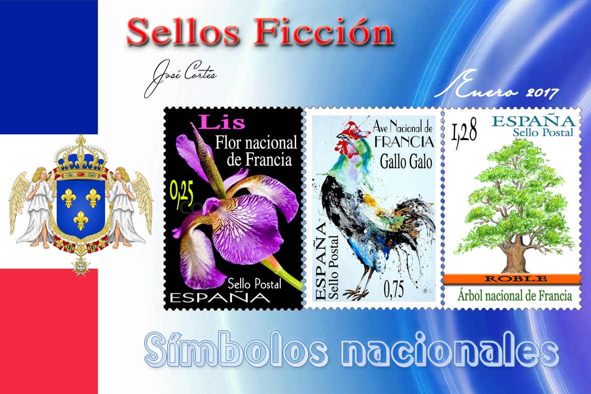 SELLOS FICCIÓN Francia, símbolos nacionales.