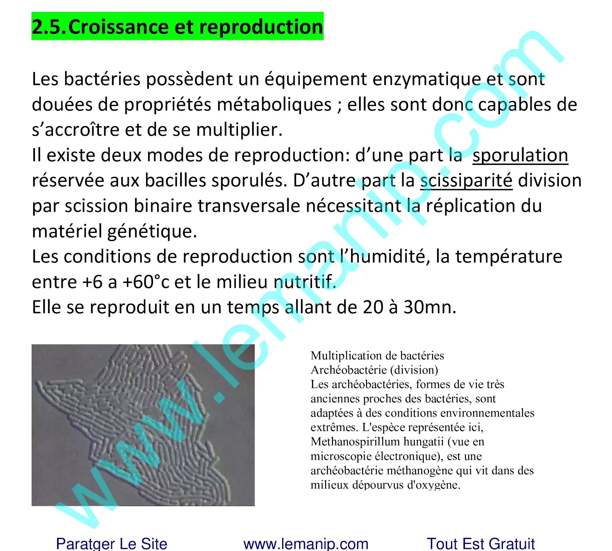 Croissance et reproduction