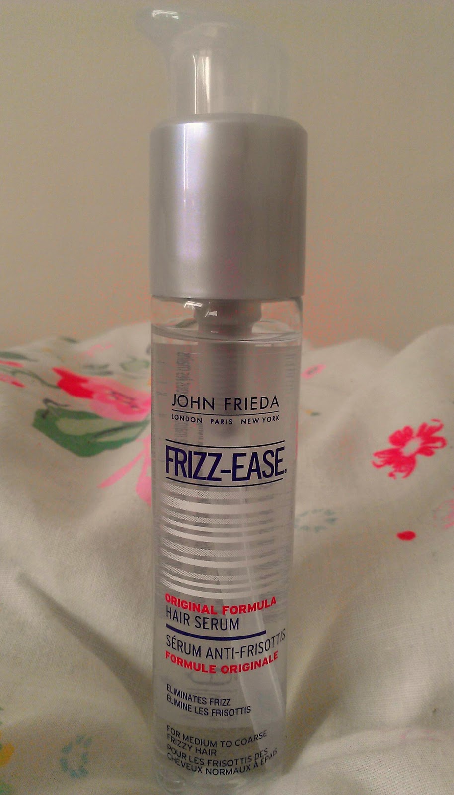 FloweryFloral John Frieda frizzease hair serum.