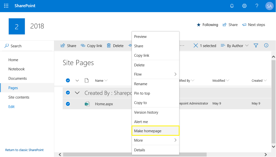 SharePoint Online How to Change Home Page using PowerShell