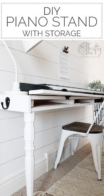 DIY piano stand. Built in piano stand tutorial. How to make a piano stand. DIY built in work station. DIY built in desk. DIY console table. Long hallway ideas. DIY storage desk tutorial.