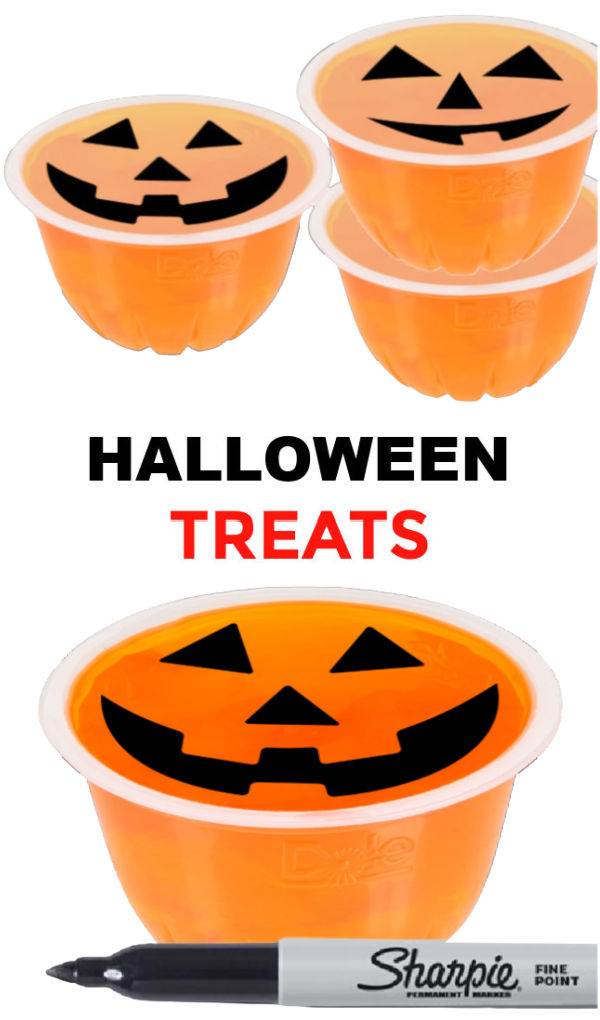 Make jack-o-lanterns, vampires, and Frankenstein Halloween snacks using fruit cups! #halloweenorangesnack #halloweenorangesforkids #jackolanternorangecups #halloweentreats #growingajeweledrose