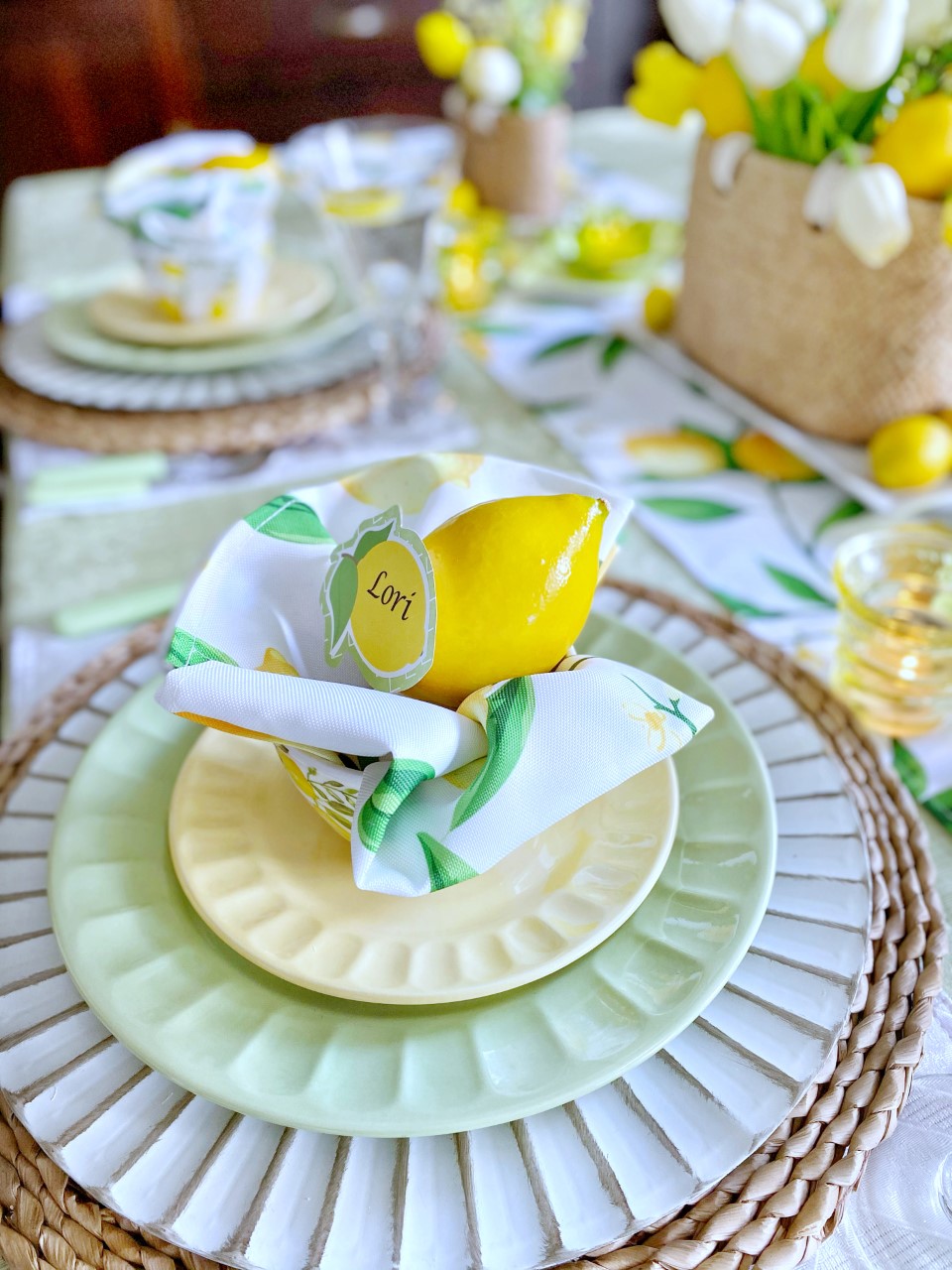 Dining Delight Spring Lemon Tablescape for Mother's Day