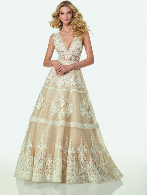 Randy Fenoli style with ivory color wedding dress