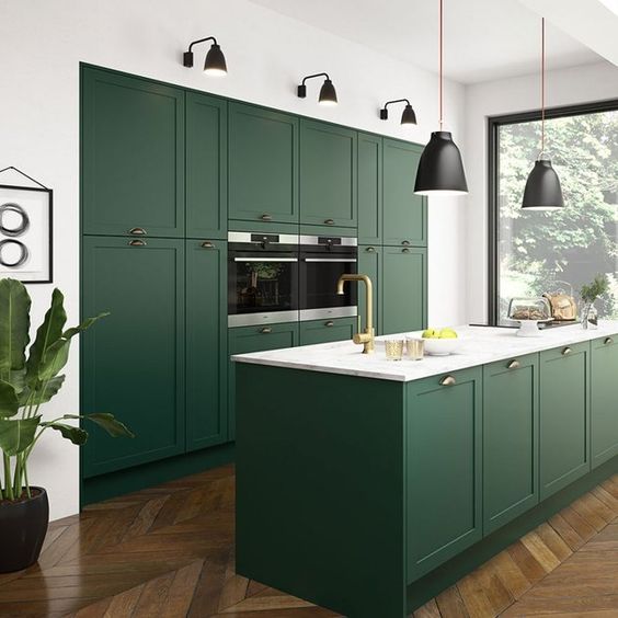 Puertas de cocina en verde