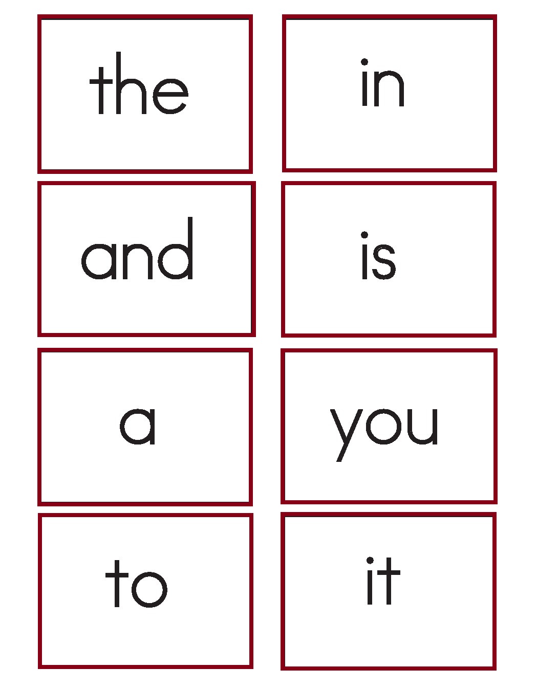 Free Printable Kindergarten Sight Words Flash Cards Printable