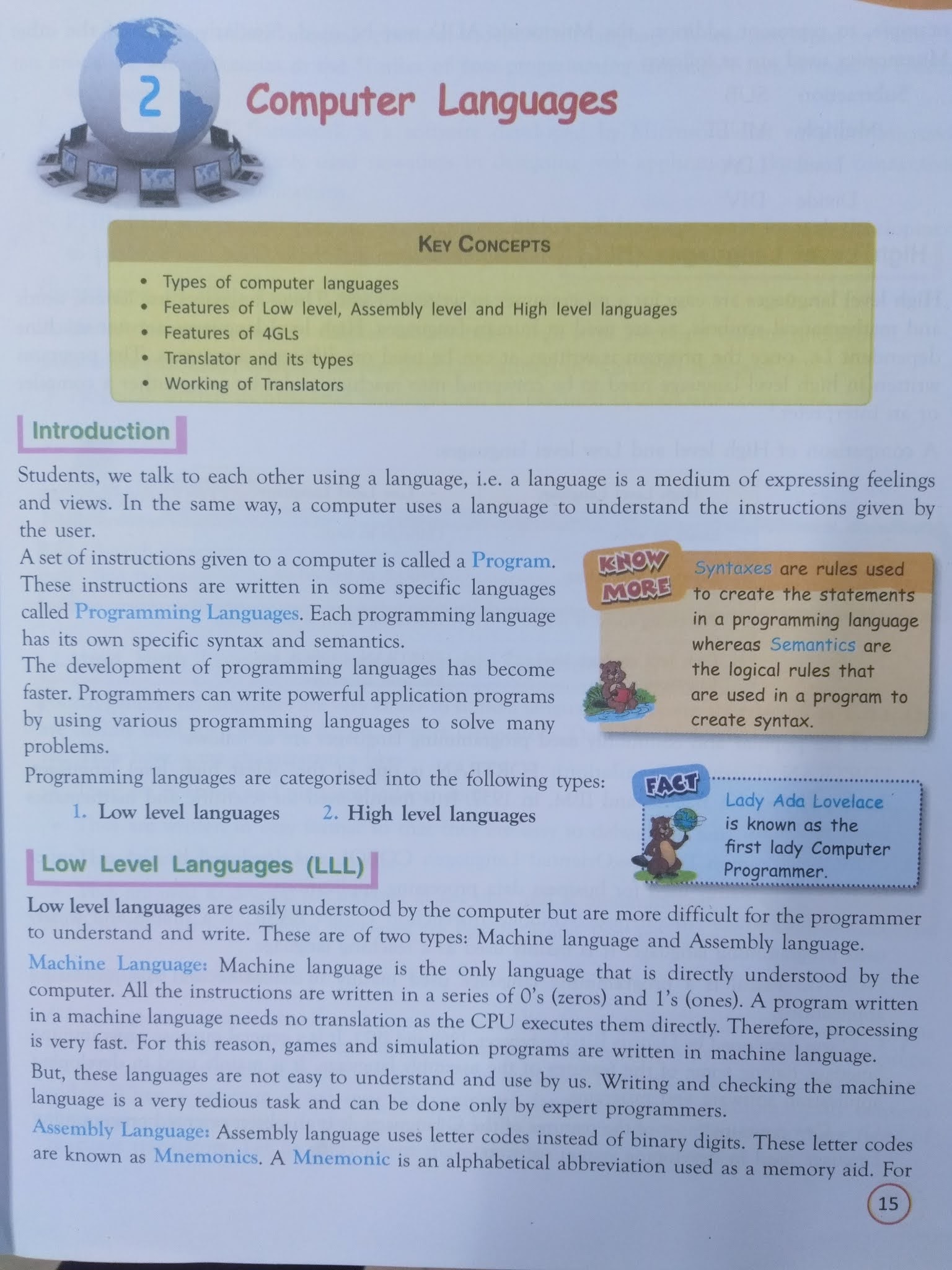 Chapter 2, Computer Languages (Textbook + PPT)- Part 1 ~ Computer, VI Std