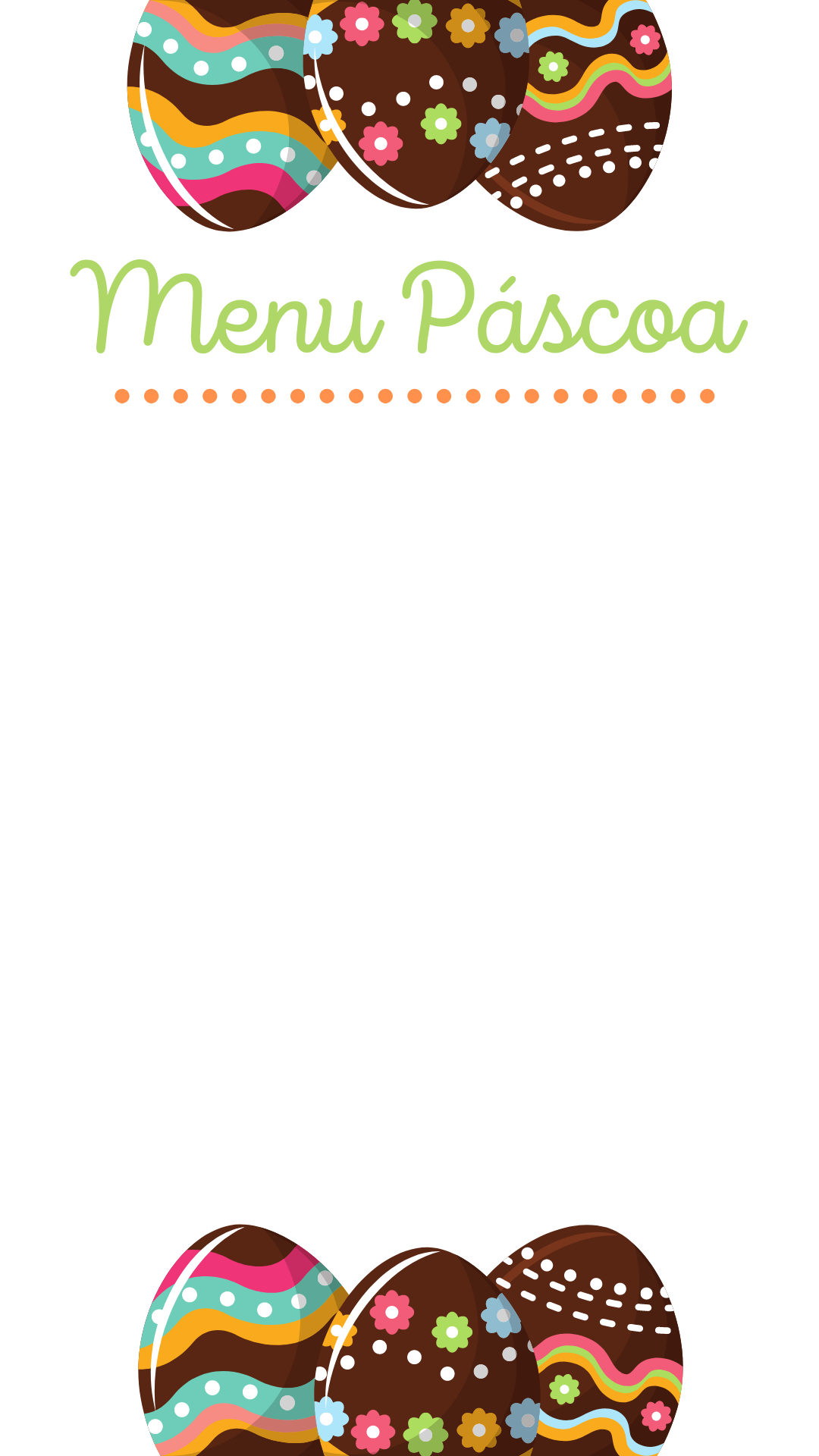 Menu Cardápio de Páscoa grátis para baixar e editar Cantinho do blog