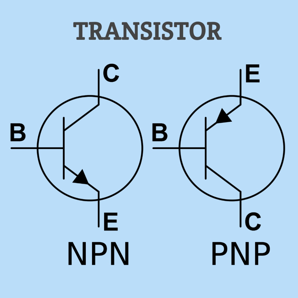 Transistor memiliki tiga kaki terminal yaitu C (colector) , B (basis), E (e...