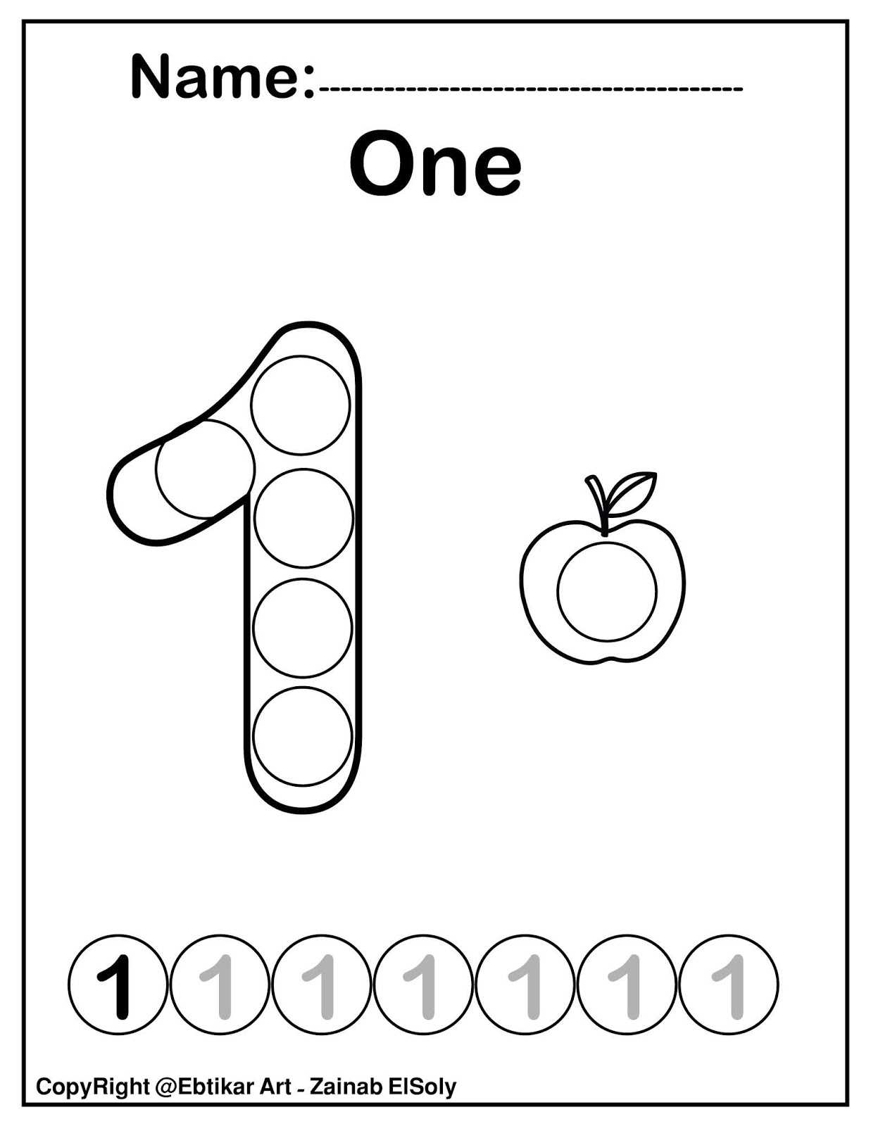 Set of 123 Numbers (Count Apples) Dot Marker Activity Coloring Pages for  Kids