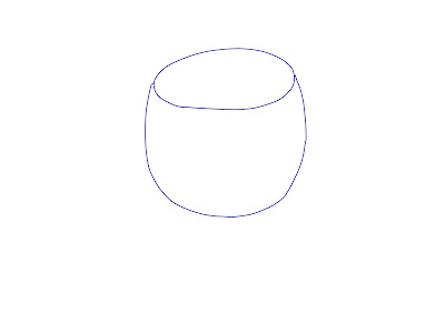 アイコン 「ワイン」 (作: 塚原 美樹) ～ 丸い容器の部分を描く