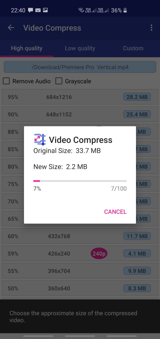 REDUCE VIDEO FILE SIZE UP TO 90% ON ANDROID