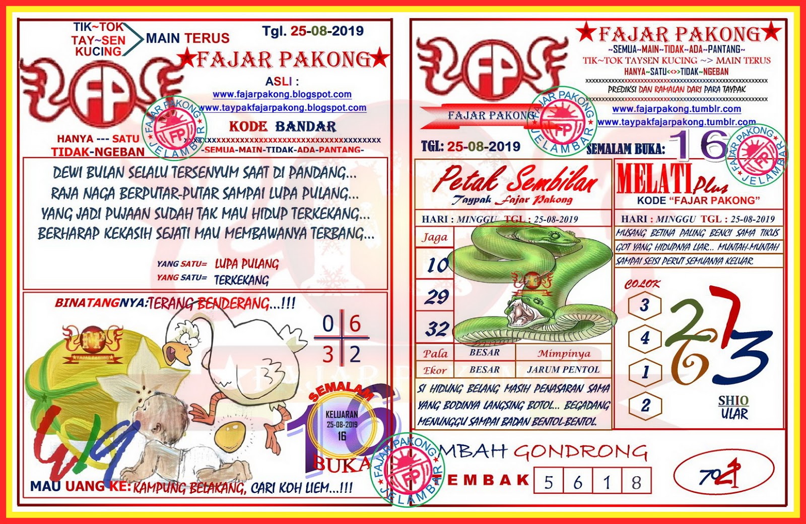 "FAJAR PAKONG HARI INI" Kode 25082019