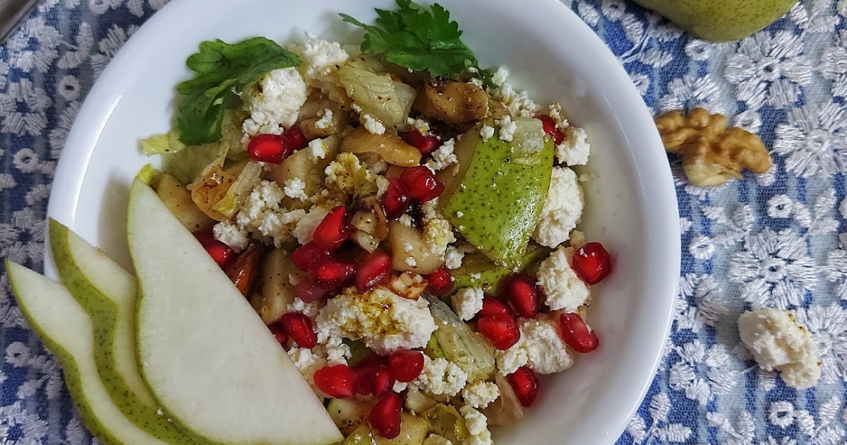 Everyday Cooking Easy Pear salad with Feta Cheese and walnuts