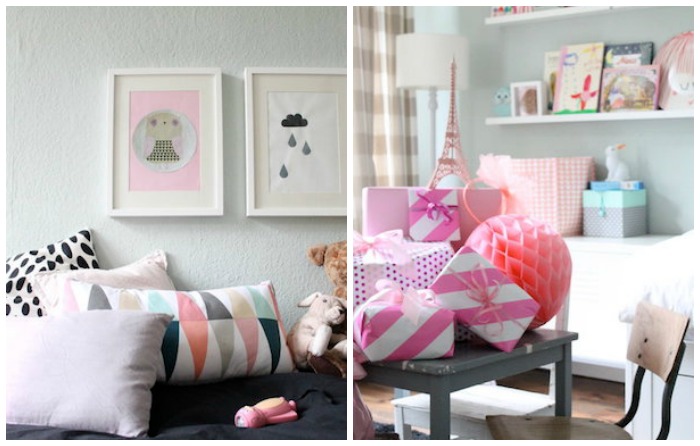 dormitorio de niña en blanco con detalles de diseño e Ikea