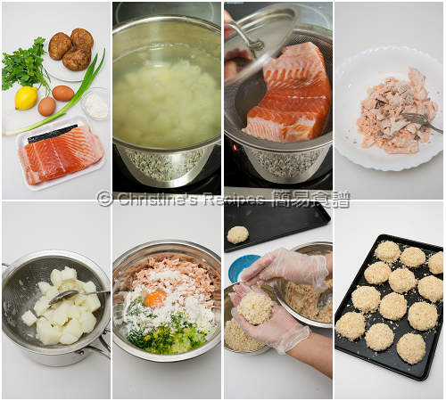 三文魚餅製作圖 How To Make Salmon Fish Cakes