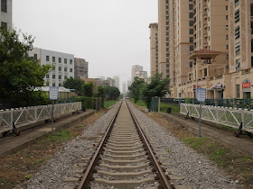 railroad track going of into the distance in Bengbu