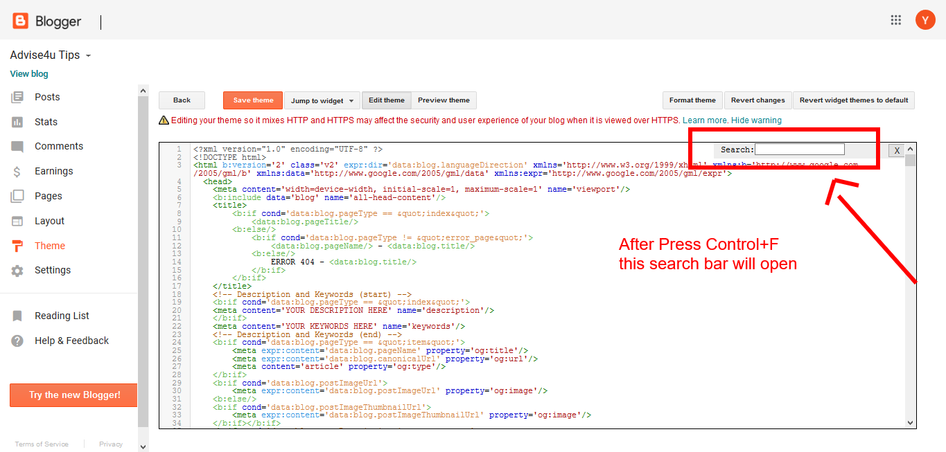 How to Change Blogger Background image with HTML - Advise4u Tips image.