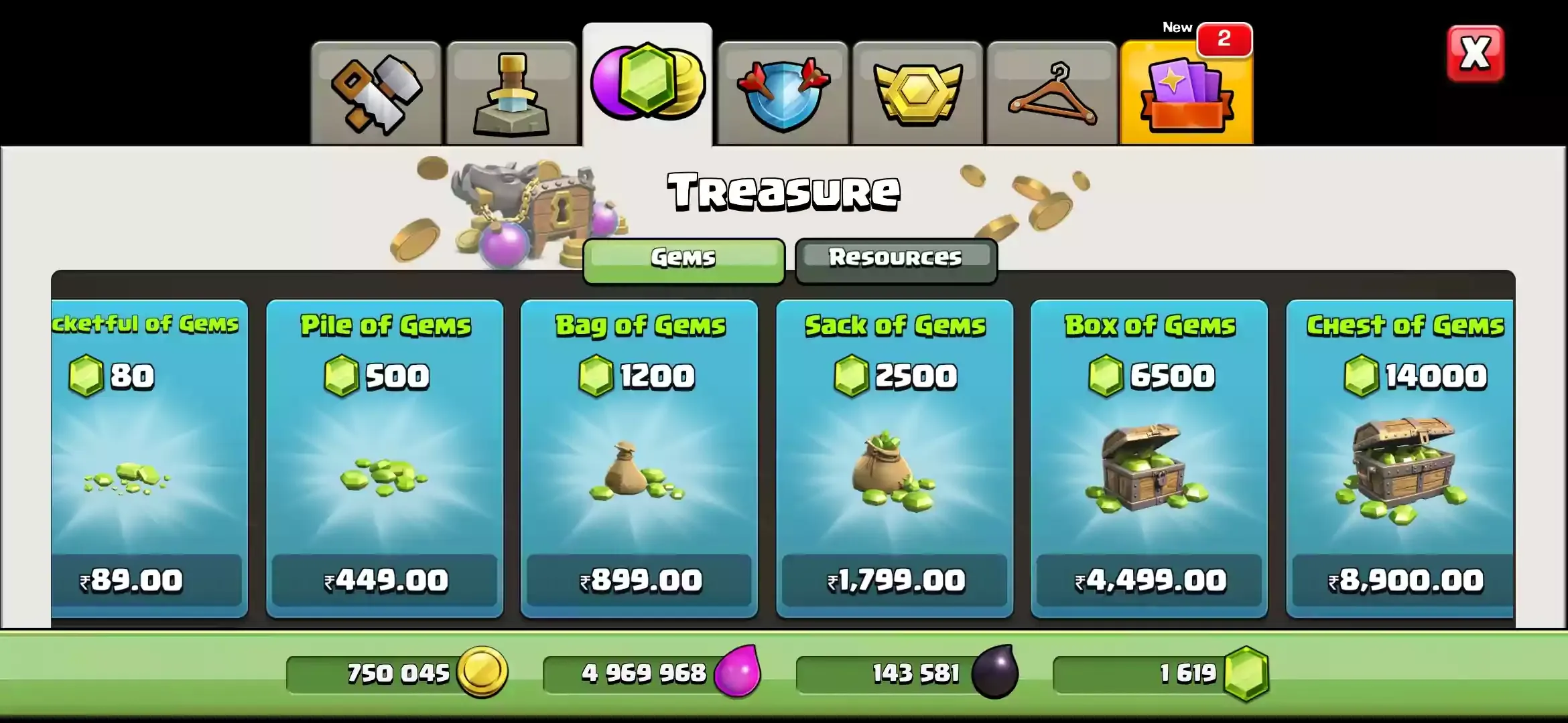 COC gems INR