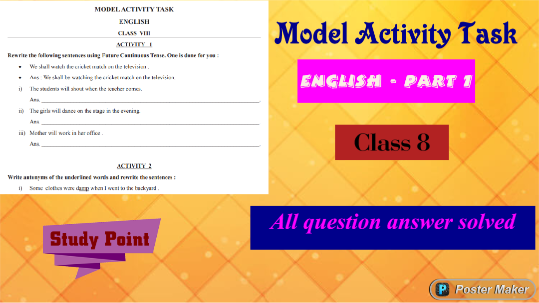 Model Activity Task Class 8 ENGLISH ( Part 3 )