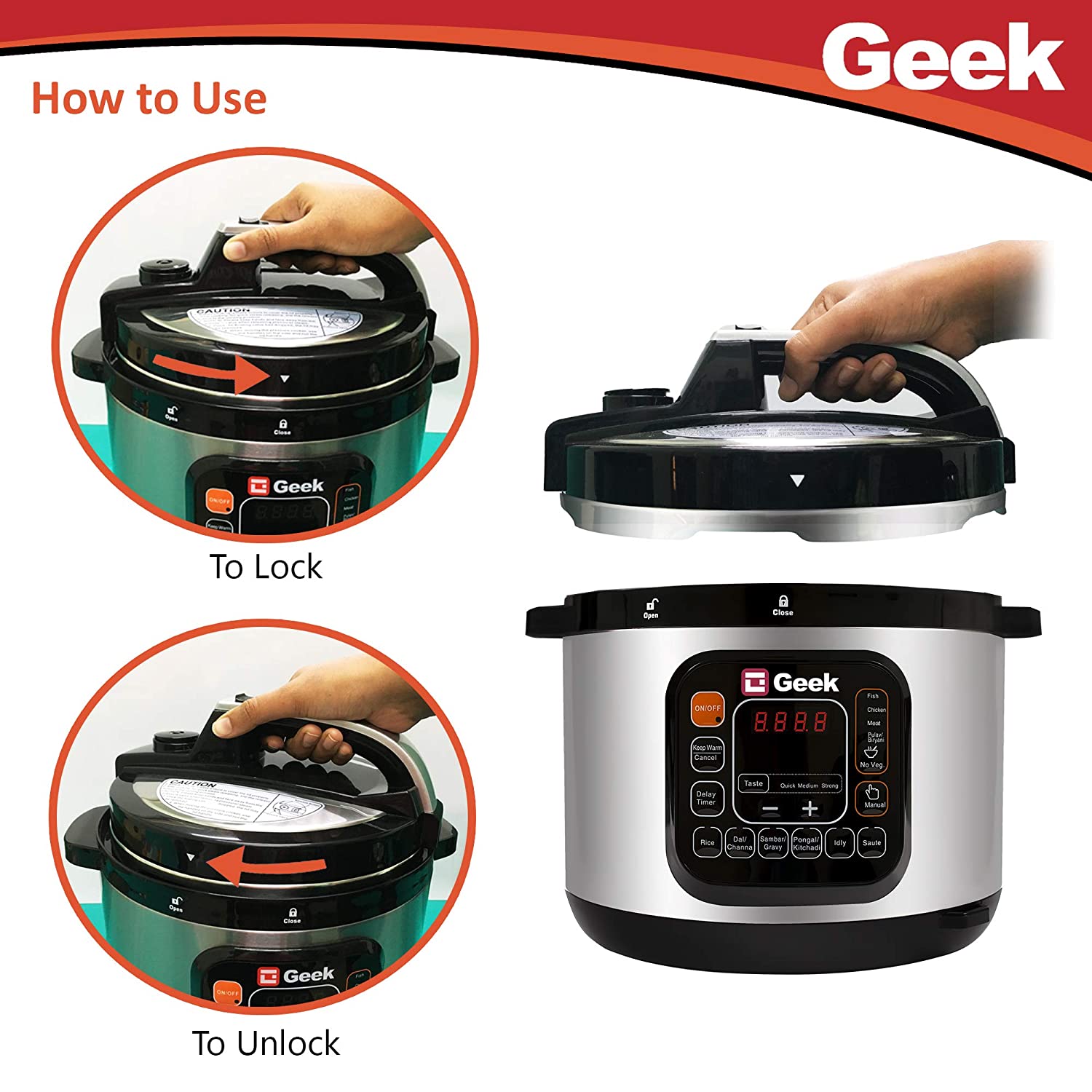 Geek Robocook Automatic 5 Litre Electric Pressure Cooker