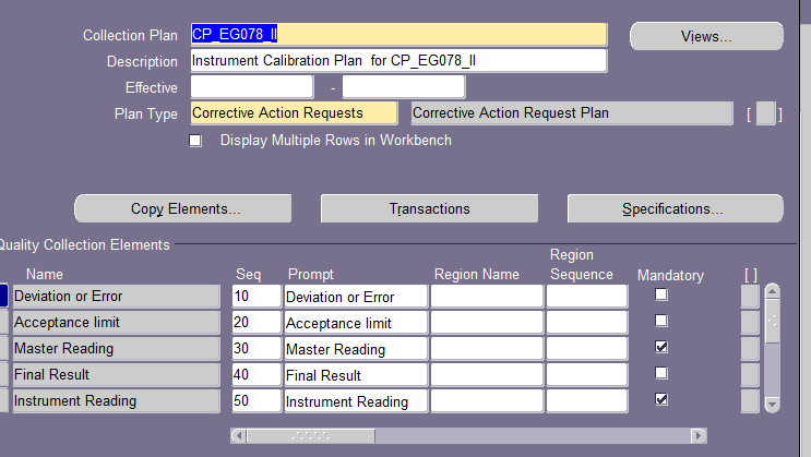 Oracle APPS (ERP): Oracle Quality Collection Plan Api - Interface