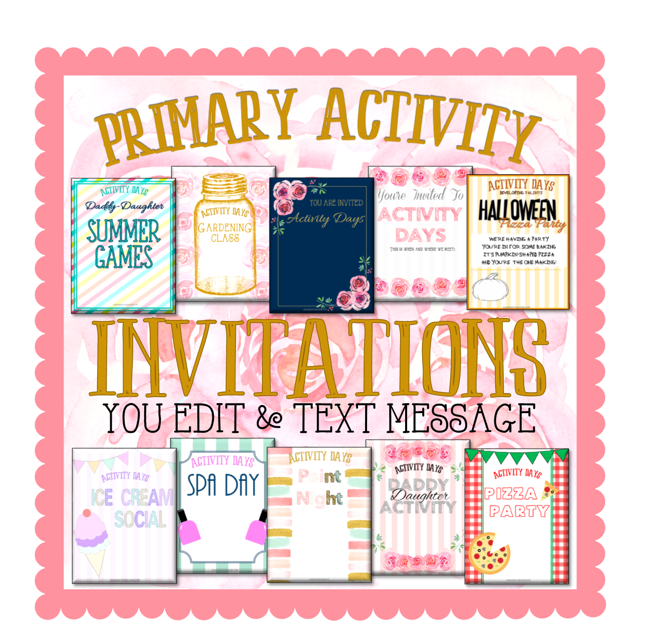 Primary Activity Ideas Invites/Cards to Text