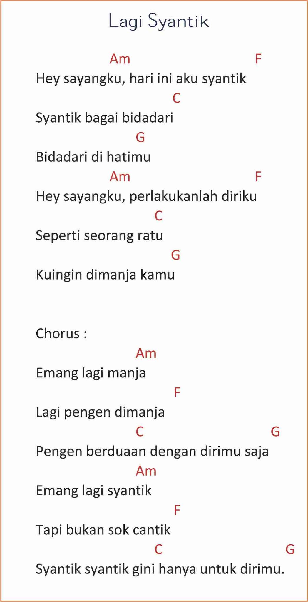 Chord Lagi Syantik Siti Badriyah SEKITAR MUSIK