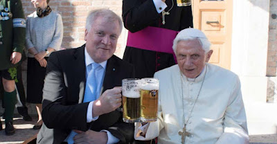 Benedict XVI drinking beer