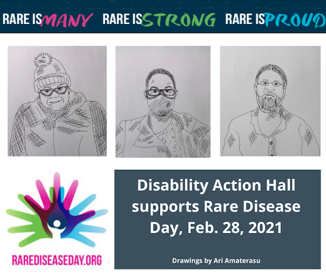 Rare Disease Day 3 drawings of 3 individuals