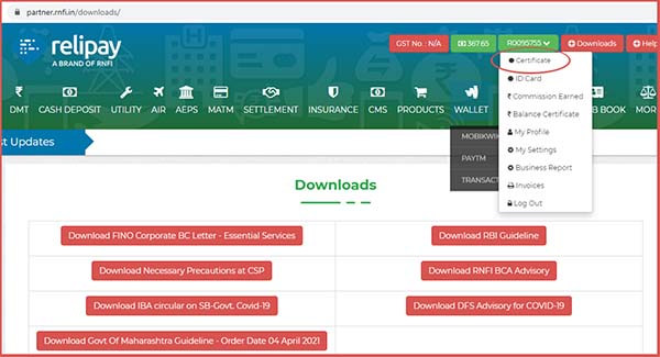 how to download rnfi certificate