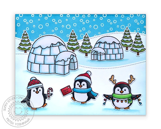 Sunny Studio Stamps Penguins with Igloos & Snow Slope Stitched Hills Handmade Holiday Christmas Card (using Winter Scenes & Penguin Pals Stamps) Sunny Studio Stamps Penguins with Igloos & Snow Slope Stitched Hills Handmade Holiday Christmas Card (using Winter Scenes & Penguin Pals Stamps)
