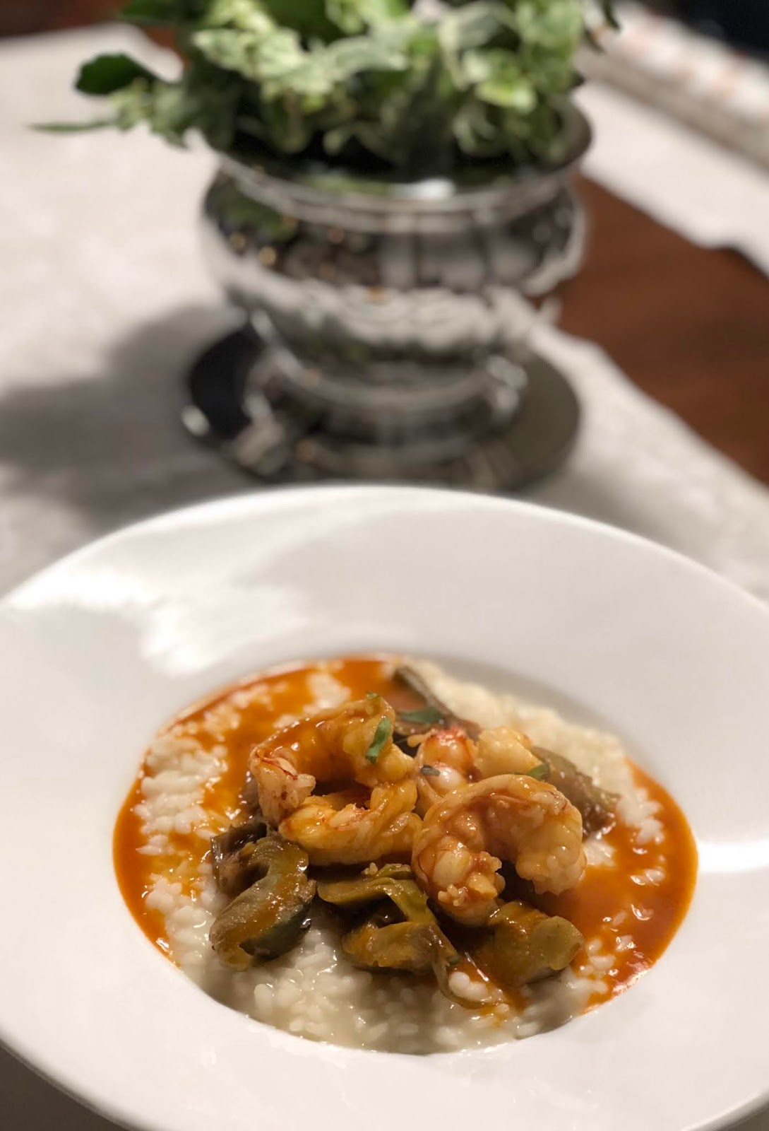 La Belle Auberge Risotto con carciofi e bisque di gamberi