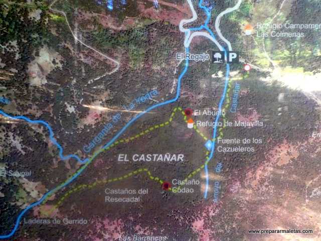 mapa ruta Castañar El Tiemblo Ávila