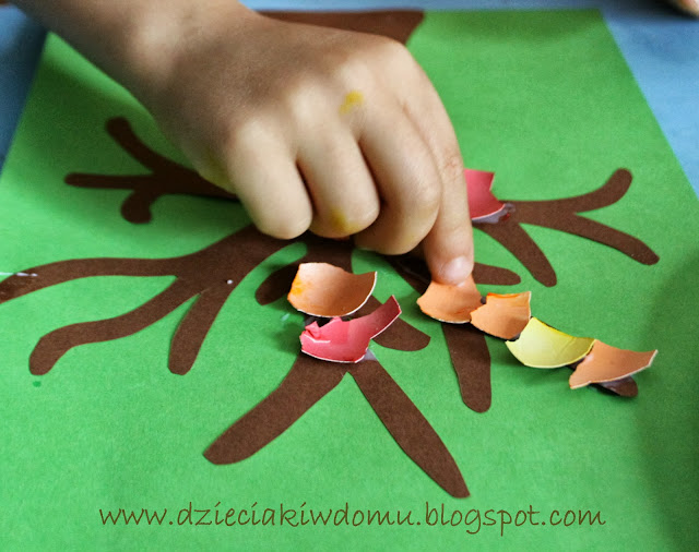 jesienne drzewa ze skorupek dla dzieci jesienne drzewa ze skorupek dla dzieci