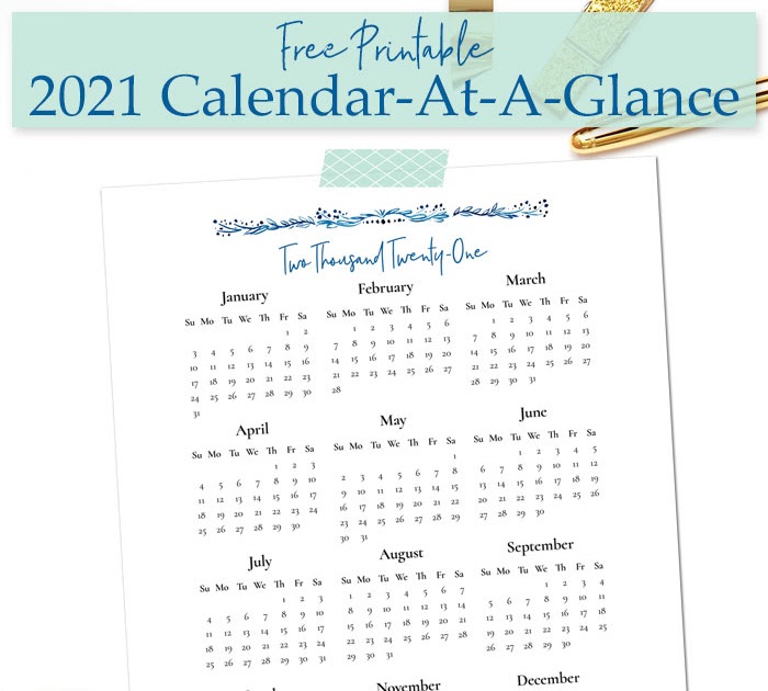Free Printable At A Glance Calendar | i should be mopping the floor