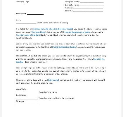 Bad Check Letter Template ~ Resume Letter