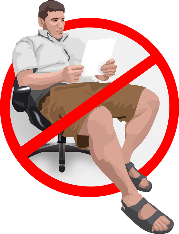 Нельзя мужчинам сидеть. Запрет одежды в офисе. В чем нельзя ходить в офис. Запрещенная одежда в офисе. Дресс код в офисе иллюстрация.