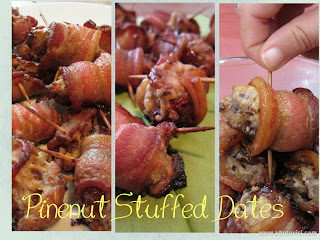 pinenut stuffed dates wrapped in bacon
