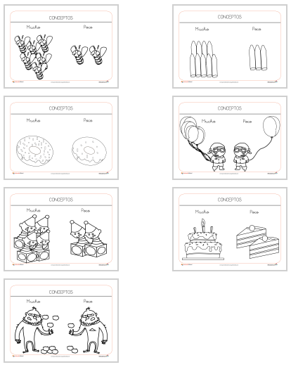 .: Fichas para trabajar conceptos: Muchos-Pocos
