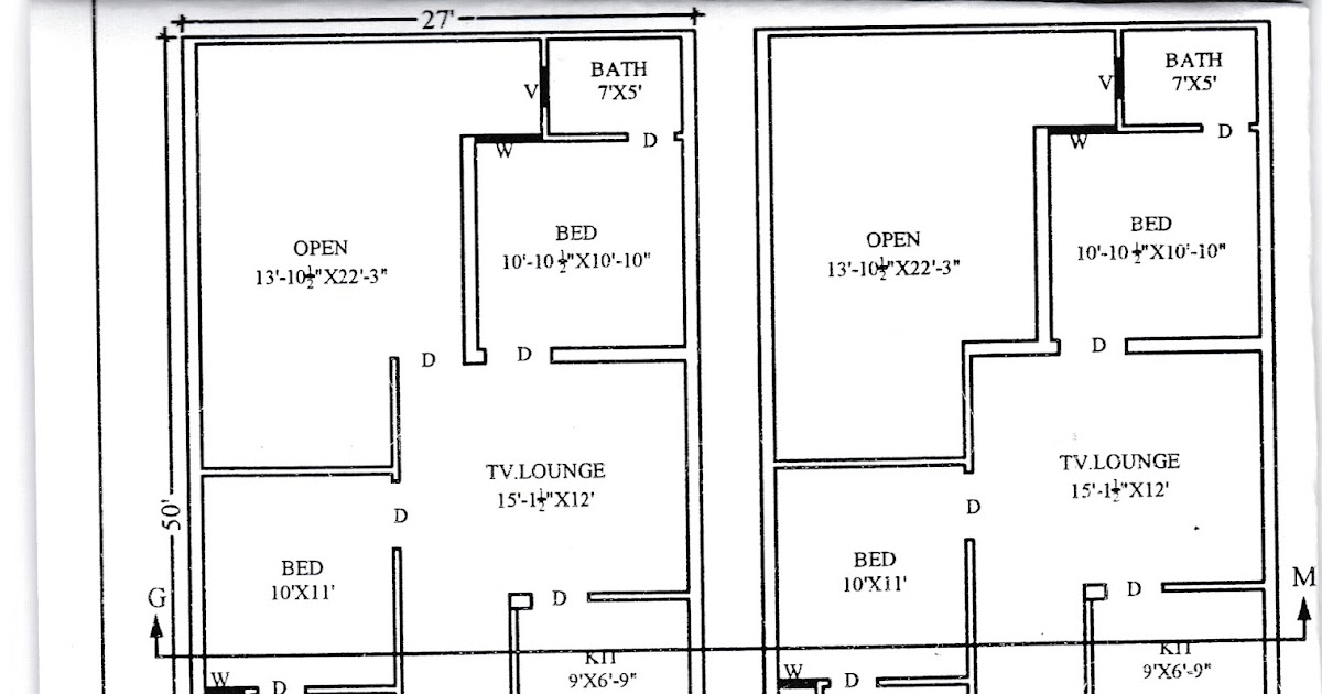 5 Marla Plot Size 27x50 Residential Layout Plan