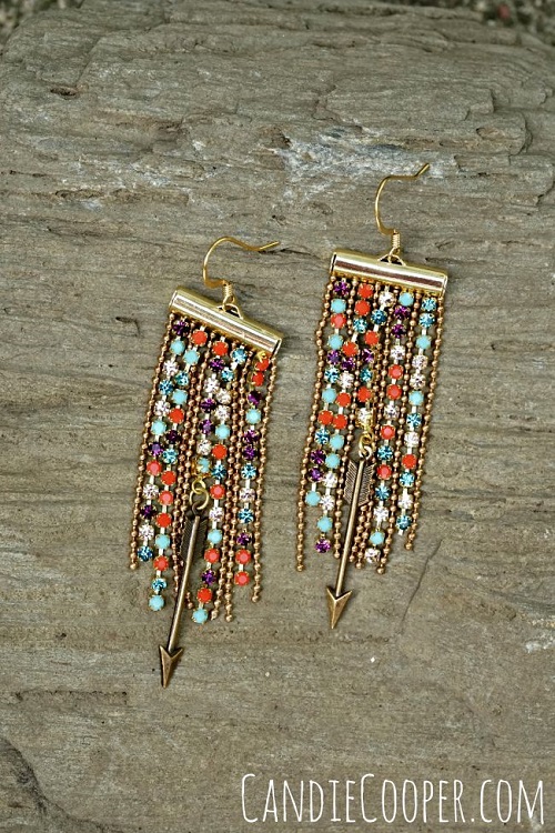 Rhinestone Chain Fringe Earrings Tutorial Great Use of Slide
