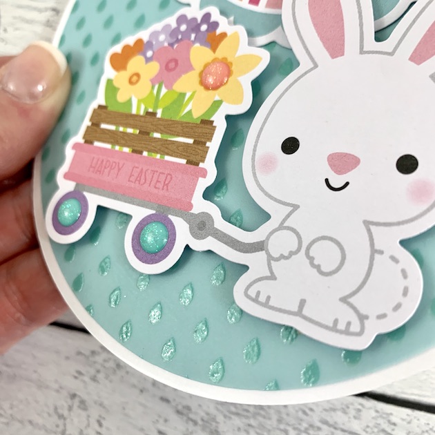Easter Mini Scrapbook Album Page with Bunny Rabbit and flower cart