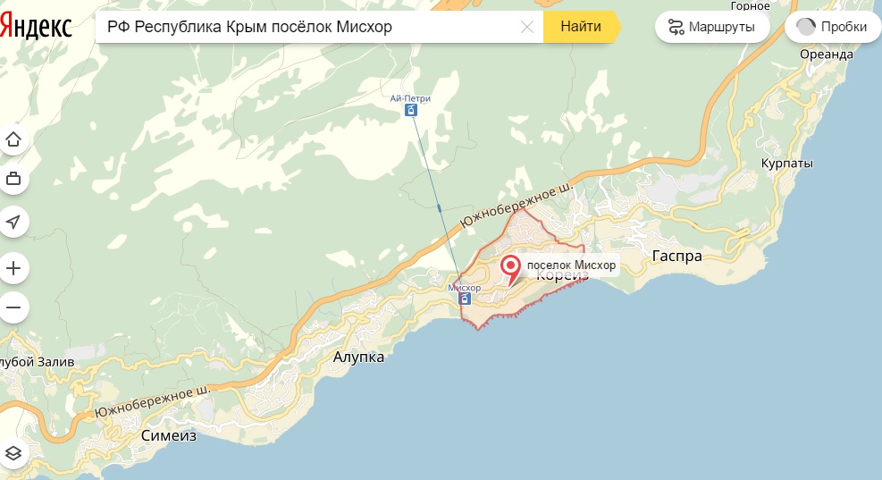 кореиз на карте крыма