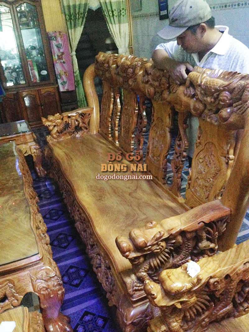 Salon phòng khách tay 12, 10 món (Hàng Tuyển) - Gõ Đỏ 100% - 1