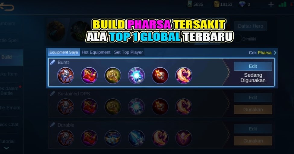 Build Pharsa Tersakit 2021 Yang Dipakai Top 1 Global Jalankutu Com