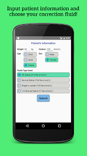 Input patient information and choose your correction fluid