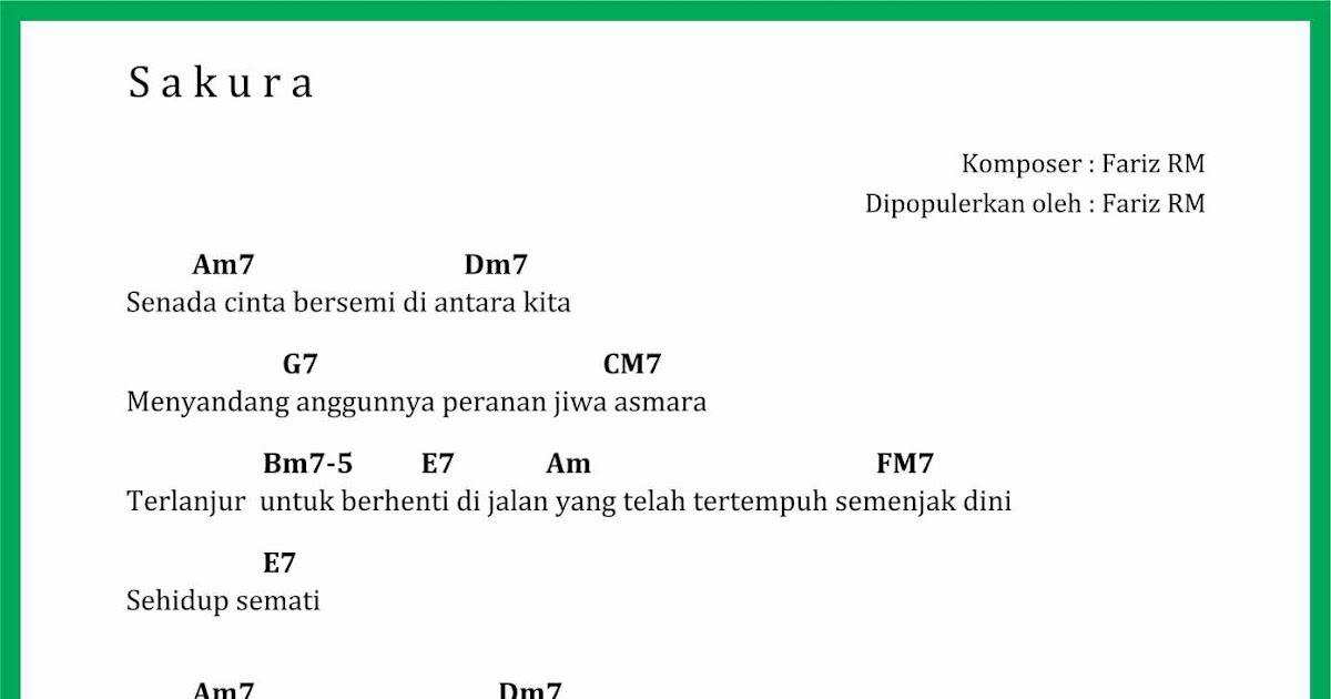 Chord Lagu Sakura Seputar Musik